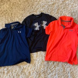 Lot of Uber Armour boys small short sleeve shirts